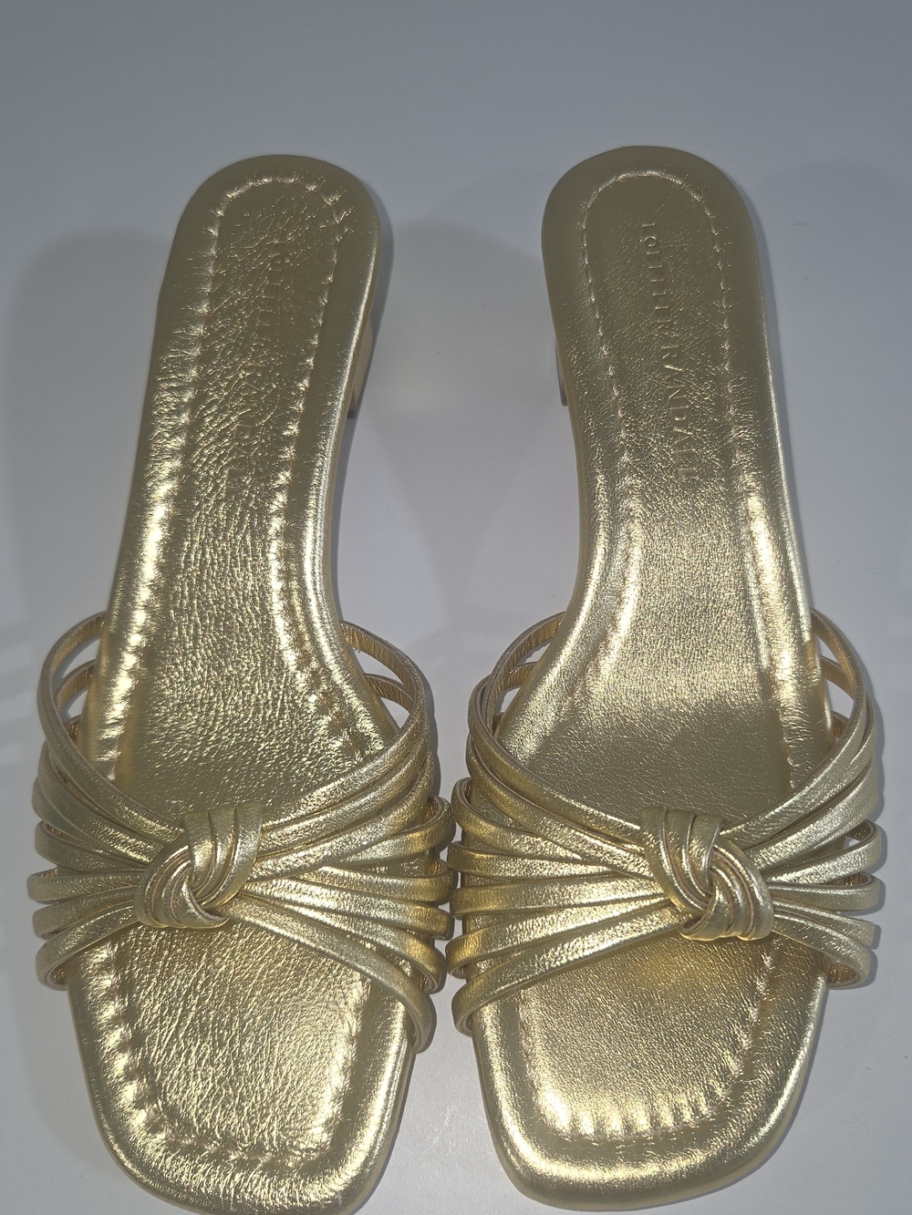 Loeffler Randall Metallic Gold Knotted Slide Mules